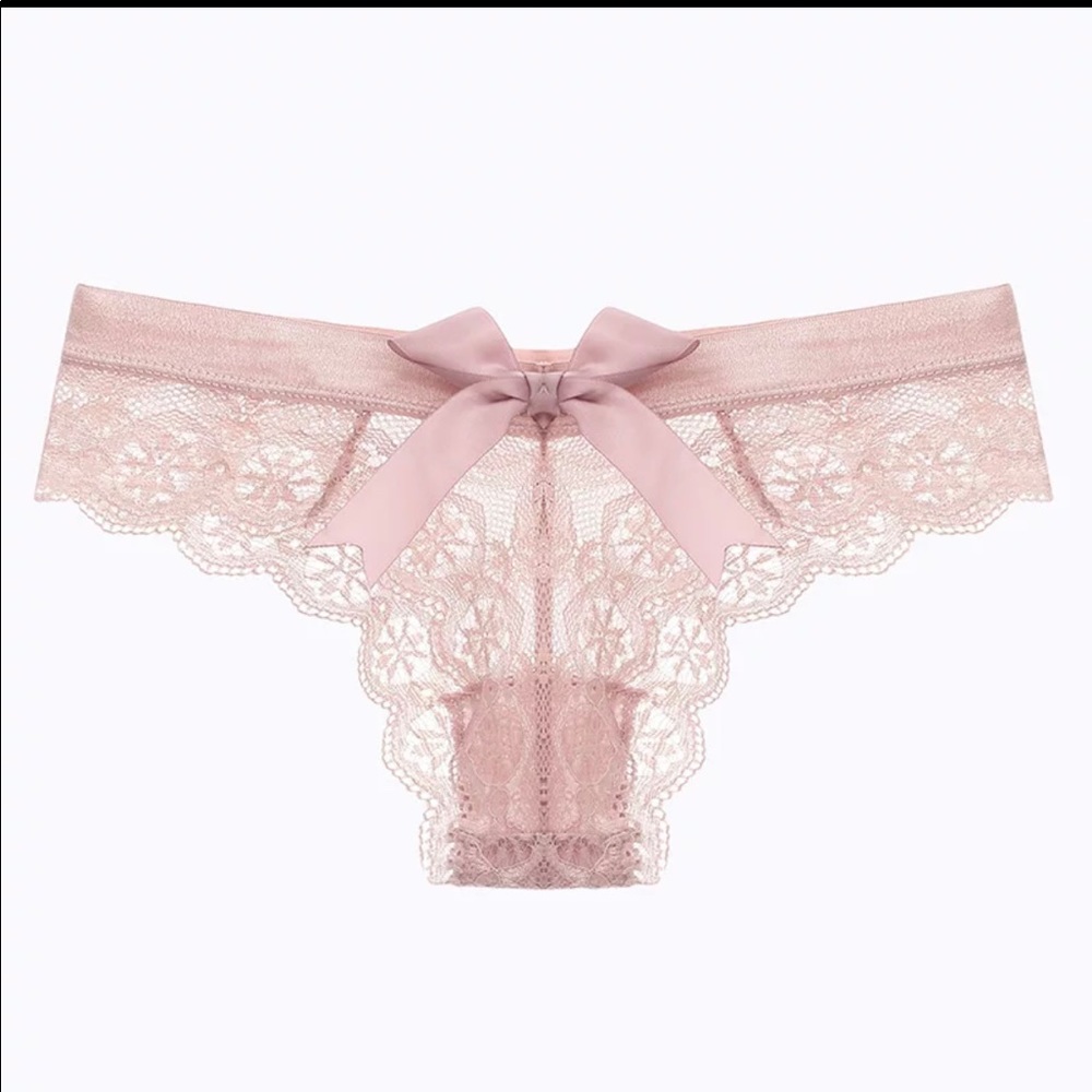 (Last 1) Sexy lace bow thong transparent panty in BLACK lace - Picture 13 of 16